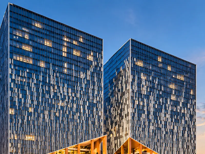 Glass façade of Ajmera Boutique Offices, Wadala